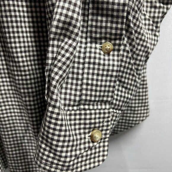 Ralph Lauren Mens Shirt 1XB Big Brown White Micro Check Blue Pony Long Sleeves - Picture 6 of 8